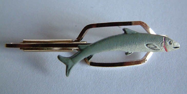vintage Sophos gold plate fish tie clip slide